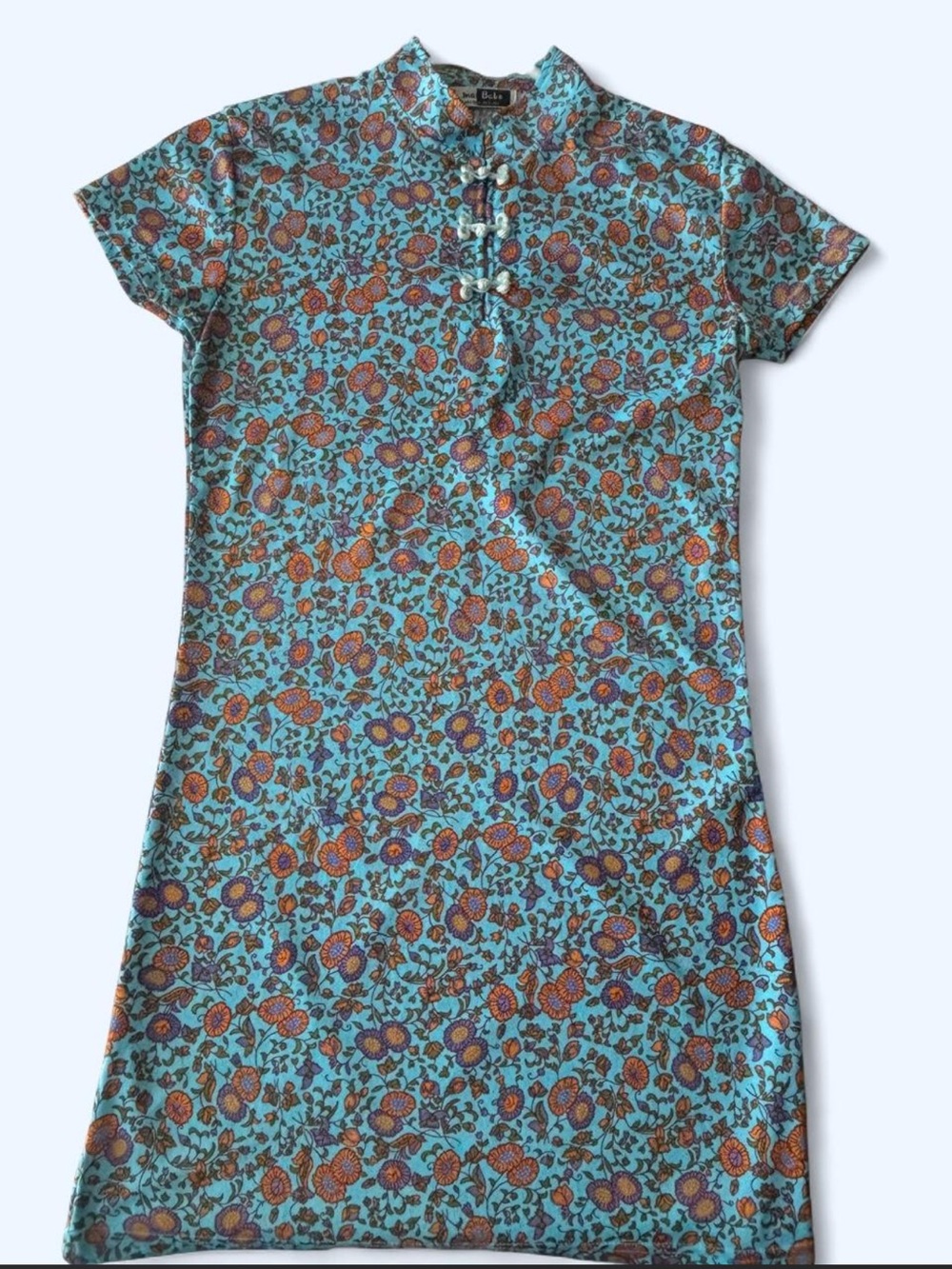 Vintage Y2K Mandarin Collar Mini Dress with Frog Buttons